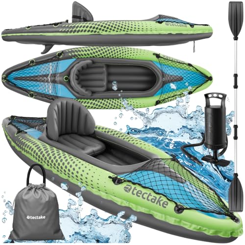 Aufblasbares Kajak Boot – Komplettset für 1 Person – Perfekt für Wassersportliebhaber – Mit Doppelpaddel, Sitz und Transporttasche – Ultimativer Spaß auf dem Wasser für Abenteurer und Naturfreunde.