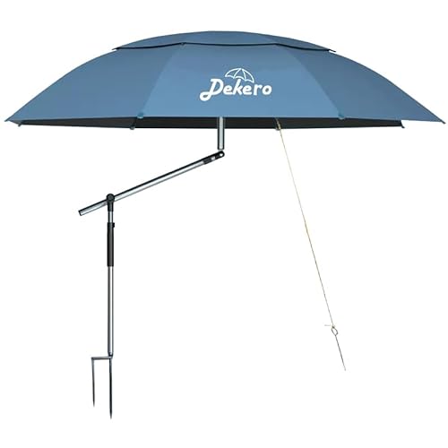 Strandschirm – Windfest und stabil – Perfekter Sonnenschutz für Strandliebhaber | Genießen Sie unbeschwert die Sonne mit dem Dekero 240cm Schirm, UV 50 und Erdspieß für extra Stabilität.