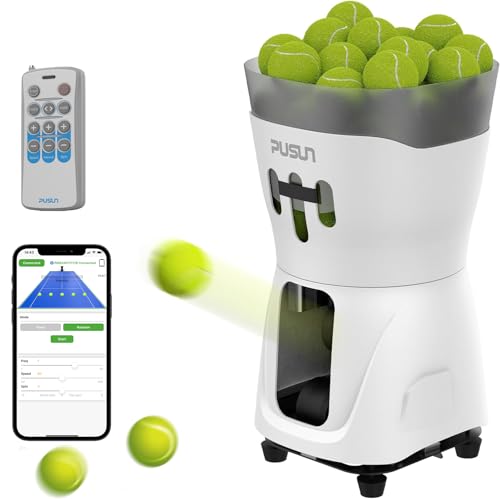Trainiere wie die Profis mit der PUSUN Tennisballmaschine – Perfekt für Anfänger – Dual-Steuerung über App und Fernbedienung – Große Ballkapazität – Individualisiertes Training für Rückhand und Vorhand.