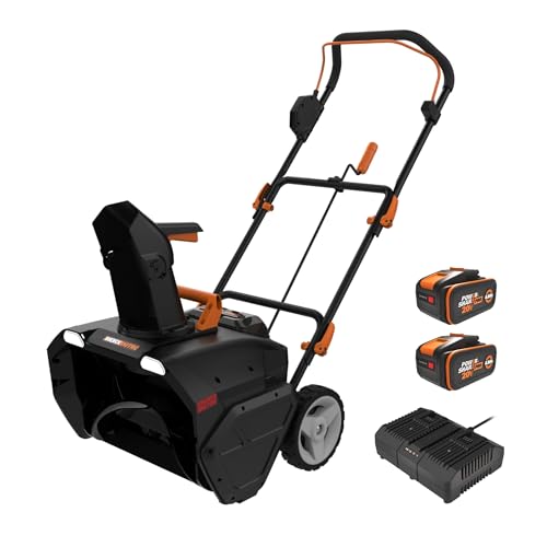Effiziente Schneeräumung leicht gemacht: WORX WG471E Nitro Akku-Schneefräse 40V! Mit Brushless Motor, 51cm Arbeitsbreite und 180° drehbarem Auswurfkanal ideal für bis zu 25cm Schneehöhe geeignet. Inklusive 2x4Ah Akkus & Ladegerät.