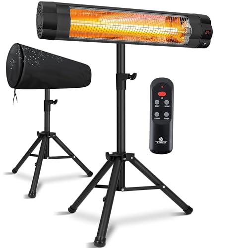 Komfortabler Wärmegenuss – Effizienter Terrassenstrahler für gemütliche Abende im Freien – Perfekt für alle Outdoor-Fans und Gartenliebhaber – KESSER® Infrarotstrahler mit Fernbedienung und höhenverstellbarem Teleskopstativ.