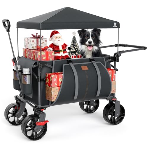 Faltbarer XXL Bollerwagen – Großartig für Familienausflüge – Ideal für Camping & Strand – Leicht zu schieben & ziehen – Mit breiten Rädern & Bremse – Bis zu 150kg belastbar.