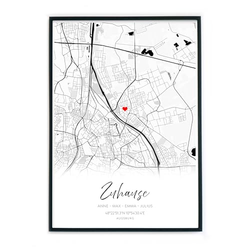 Persönliches Koordinaten Poster - Einzigartiges Geschenk für Freunde & Familie - Gestalte dein Zuhause mit dieser individuellen Stadtkarte - Optional mit Rahmen und verschiedenen Größen erhältlich