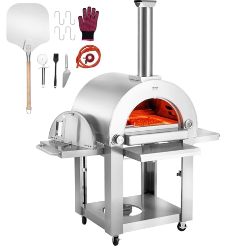 Tragbarer Pizzaofen für draußen – Perfekte Pizza unter freiem Himmel – Ideal für Camping und Gartenliebhaber. Genießen Sie knusprige Pizzen mit dem VEVOR Pizzamaker mit Cordierit-Pizzastein.