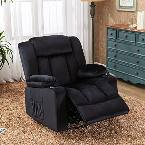 Entspannung pur – Komfortabler Dreh- und Relaxsessel für Erwachsene – Perfekt für Wohnzimmer und Lounge – Verstellbare Rückenlehne und Fußstütze – Weicher Stoff – Ergonomisch und stilvoll – Schwarz