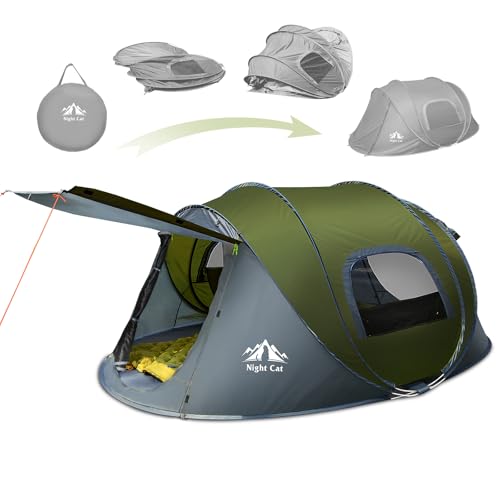 Night Cat Wurfzelt 2 Personen – Wasserdichtes Pop Up Camping Zelt für Outdoor-Abenteuer – Perfekt für Sport, Picknick, Wandern und Reisen