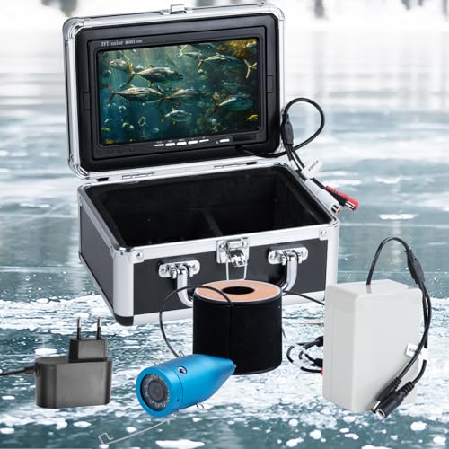 Fischfinder Kamera mit 12IR Nachtsicht – Entdecke die Welt unter Wasser! Perfekt für Eisangeln, Fluss und Bootsfahrten. 7'' IPS Display, IP68 wasserdicht. Jetzt entdecken!