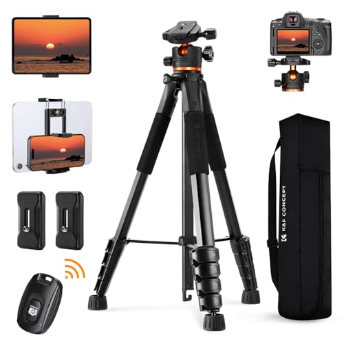 Flexibles K&F Concept Kamerastativ – Stabiles Stativ für Canon Nikon Sony Kameras – Perfekt für Reisende und Smartphone-Fotografen – Inklusive Tablet-Halterung für noch mehr Kreativität.