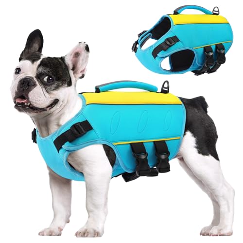 Ripstop Hunde Rettungsweste – Sicherheit auf dem Wasser – Perfekt für kleine, mittelgroße und große Hunde – Ideal zum Schwimmen und Bootfahren – Mit reflektierenden Streifen und Rettungsgriff