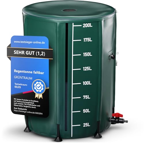 Wassersparen leicht gemacht – Faltbare Regentonne 200 Liter für Ihren Garten | Mit innovativer Füllstandsanzeige & Auslaufhahn | Ideal für Umweltbewusste Gartenliebhaber