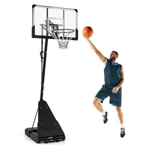 Spaß ohne Grenzen – Tragbarer Basketballkorb für Kinder und Erwachsene | Höhenverstellbar von 150-305 cm | Mit 2 Rädern & langlebiger PC-Rückwand | Mobile Korbanlage für Outdoor-Fans