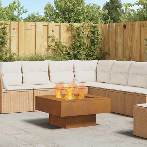 Genießen Sie gemütliche Abende im Freien – Quadratische Feuerstelle aus Cortenstahl | Robust und langlebig | Perfekt für Outdoor-Fans und Gartenliebhaber
