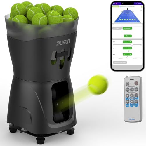 Perfektioniere dein Spiel mit dem PUSUN PT-MINIPro Tragbare Tennisballmaschine – Trainiere überall dank leichter Indoor-Tennismaschine mit APP-Steuerung, 65-Ball-Kapazität und langlebigem 3-5h Akku – Ideal für Schulen!