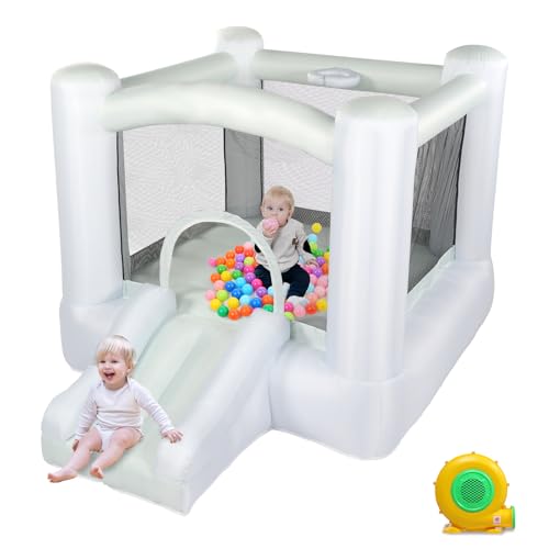 Ultimativer Spaß für kleine Abenteurer – Hüpfburg mit Rutsche, Trampolin & Gebläse | Farbenfroher Spielplatz für Kinder 3-10 Jahre | Indoor & Outdoor, 270x200x170cm, Macaron Farben