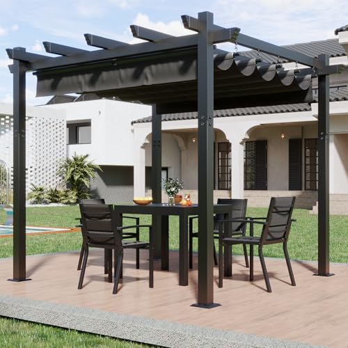Pergola – Wasserdicht & Stabil – Perfekt für Gärten und Terrassenüberdachung | Mit Magnetbefestigung und Verstellbaren Schattenbereichen – Winterfest – Aluminiumgestell – Schwarz – Ideales Outdoor-Accessoire für jeden Gartenfreund.