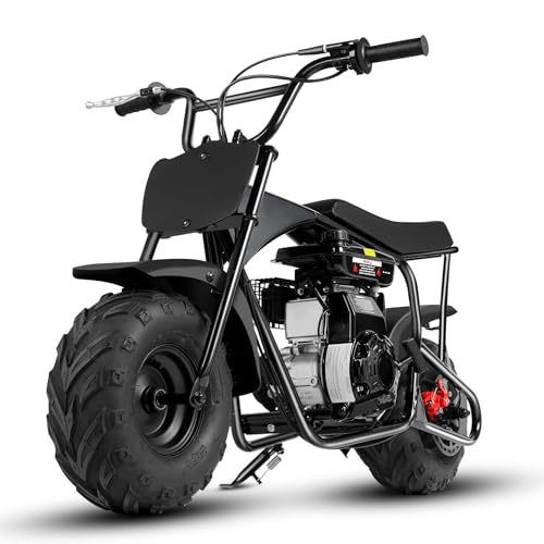 Mini Motorrad für abenteuerlustige Kinder – Benzinbetrieben für mehr Power – Perfekt für Offroad-Abenteuer – Ideal für Kinder ab 13 Jahren – DIY-Aufkleber für individuelle Gestaltung – In Schwarz