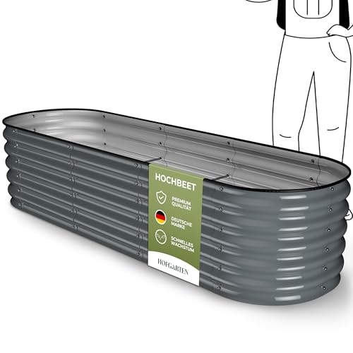 Hochbeet Metall 200x60x42 cm | 6-in-1 Hochbeete-Kit | Premium Zn-Al-Stahl | Rostfrei & Formstabil | Einfacher Aufbau, Modernes Design | Für den perfekten Garten von HOFGARTEN ®