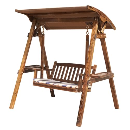 Veranda-Schaukel aus massivem Teakholz – Wetterfest und strapazierfähig – Perfekt für Garten und Terrasse – Bis zu 272 kg belastbar – Entspannung pur im Freien!