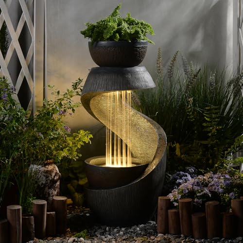 Entspannung pur – LED-Beleuchtung – Für Garten und Terrasse: Der Bumilgar Gartenbrunnen bringt mit seinem Wasserspiel und Wasserfall eine beruhigende Atmosphäre in Ihren Außenbereich.