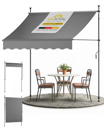 Genießen Sie Ihren Sommer ohne Bohren - Sol Royal Klemmmarkise 2m breit bietet Ihnen optimalen Sonnenschutz auf Balkon und Terrasse. UV-beständig, witterungsbeständig und einfach zu bedienen.