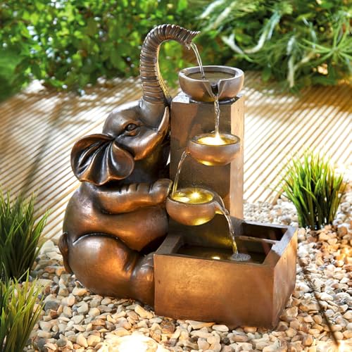 Stimmungsvoller Solar-Brunnen Elefant für den Garten – Entspannender Wasserfall – Einfache Installation – Wetterfest und langlebig – Perfekt für Outdoor-Enthusiasten und Naturliebhaber.