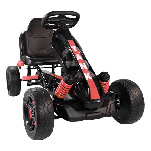 Ultimatives Fahrvergnügen für kleine Rennfahrer – Lemodo Go Kart Tretfahrzeug in rot! Mit Handbremse und Deko-Stoßdämpfer, ideal für Kinder ab 3 Jahren. Das perfekte Pedalfahrzeug für Outdoor-Abenteuer!