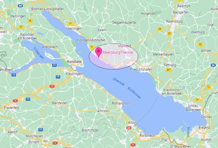 Die Lage der Meersburg Therme am Bodensee
