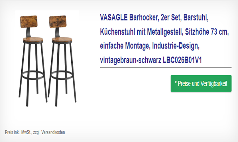 Barhocker im Industrie-Design