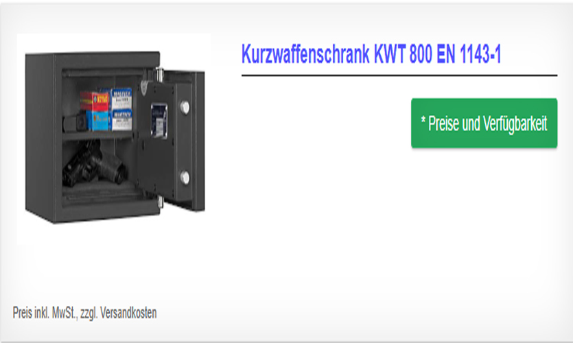 Kurzwaffenschrank KWT 800 EN 1143-1