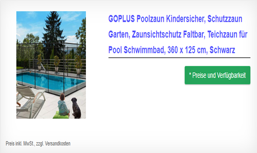 Poolzaun Kindersicher Schutzzaun für den Gartenteich